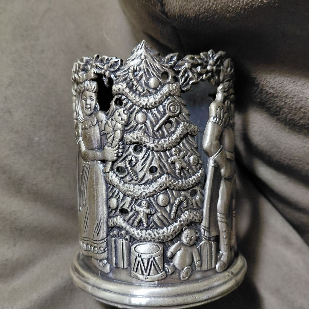 SOLID PEWTER VOTIVE CANDLE HOLDER 4" x3".